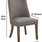 Benzara Brown Curved Backrest Wooden Side Chairs With Gray Fabric Upholstery, Set of Two