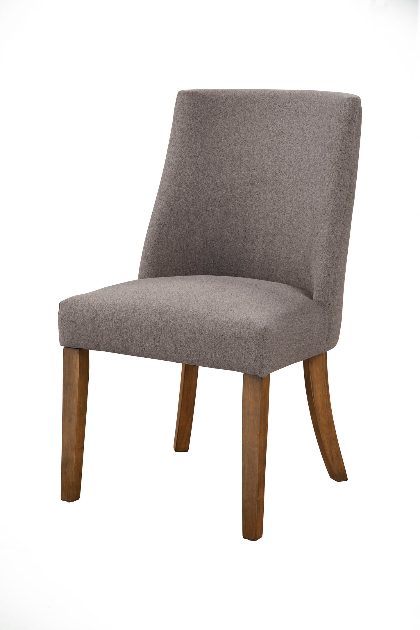 Benzara Brown Curved Backrest Wooden Side Chairs With Gray Fabric Upholstery, Set of Two