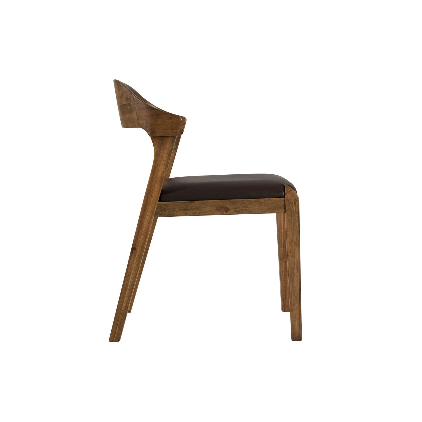 Benzara Brown Curved Panel Back Dining Chair With Leatherette Seat