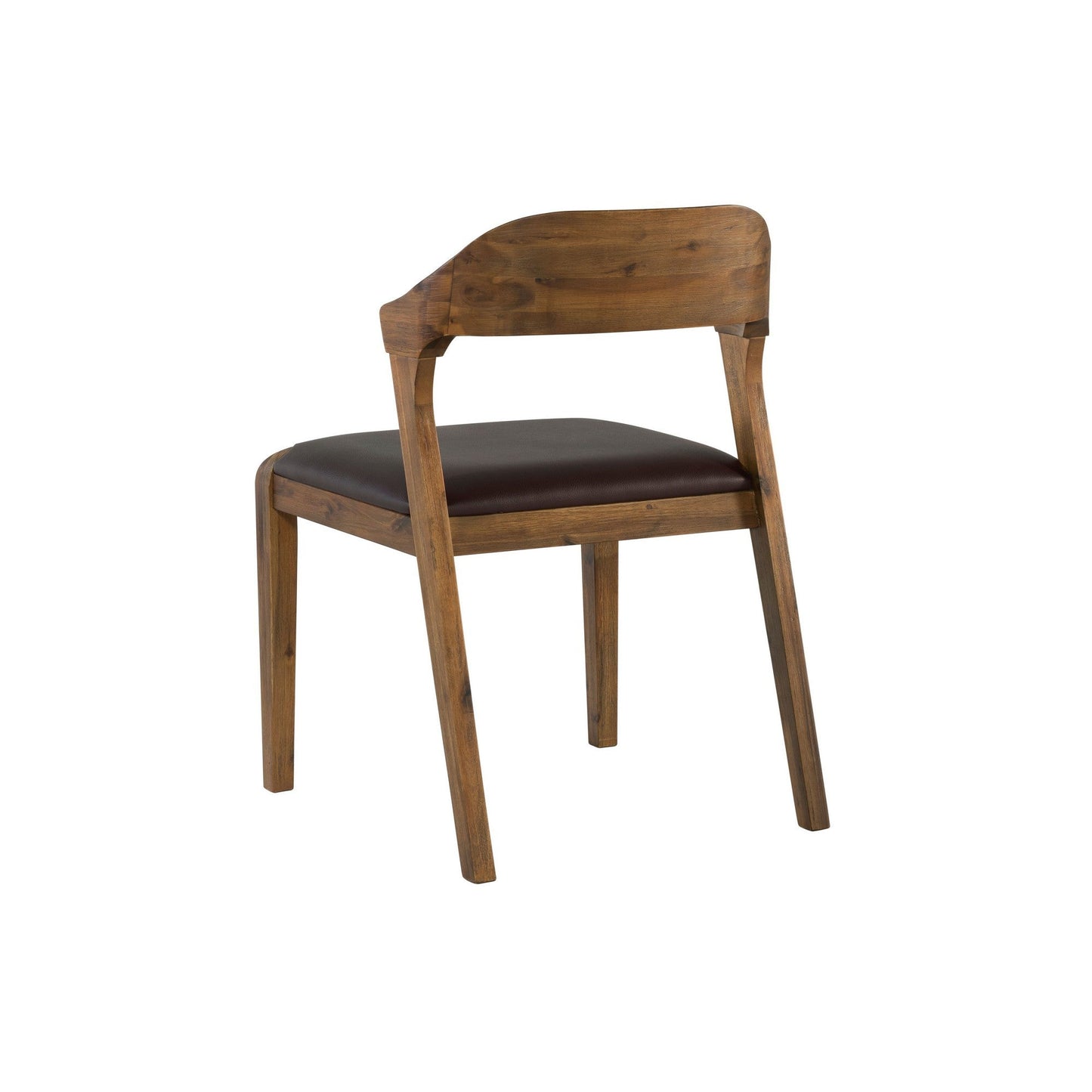 Benzara Brown Curved Panel Back Dining Chair With Leatherette Seat