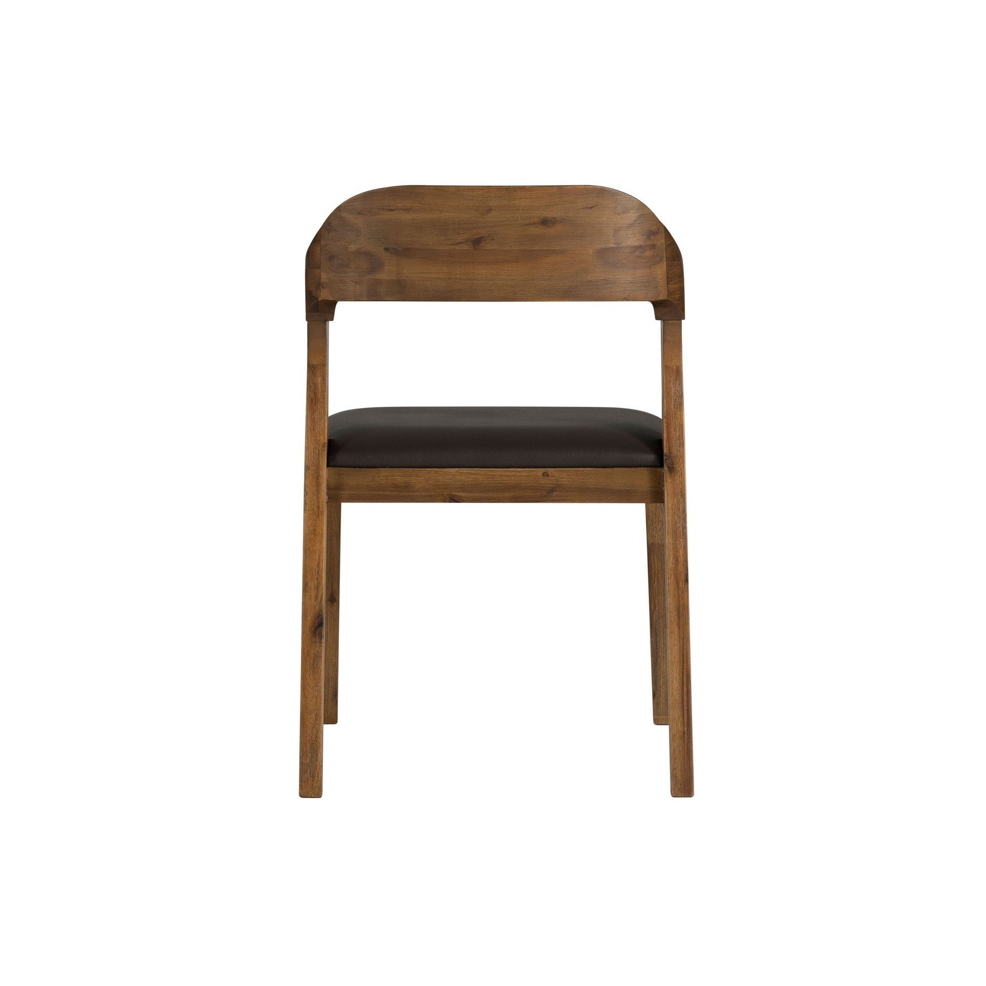 Benzara Brown Curved Panel Back Dining Chair With Leatherette Seat