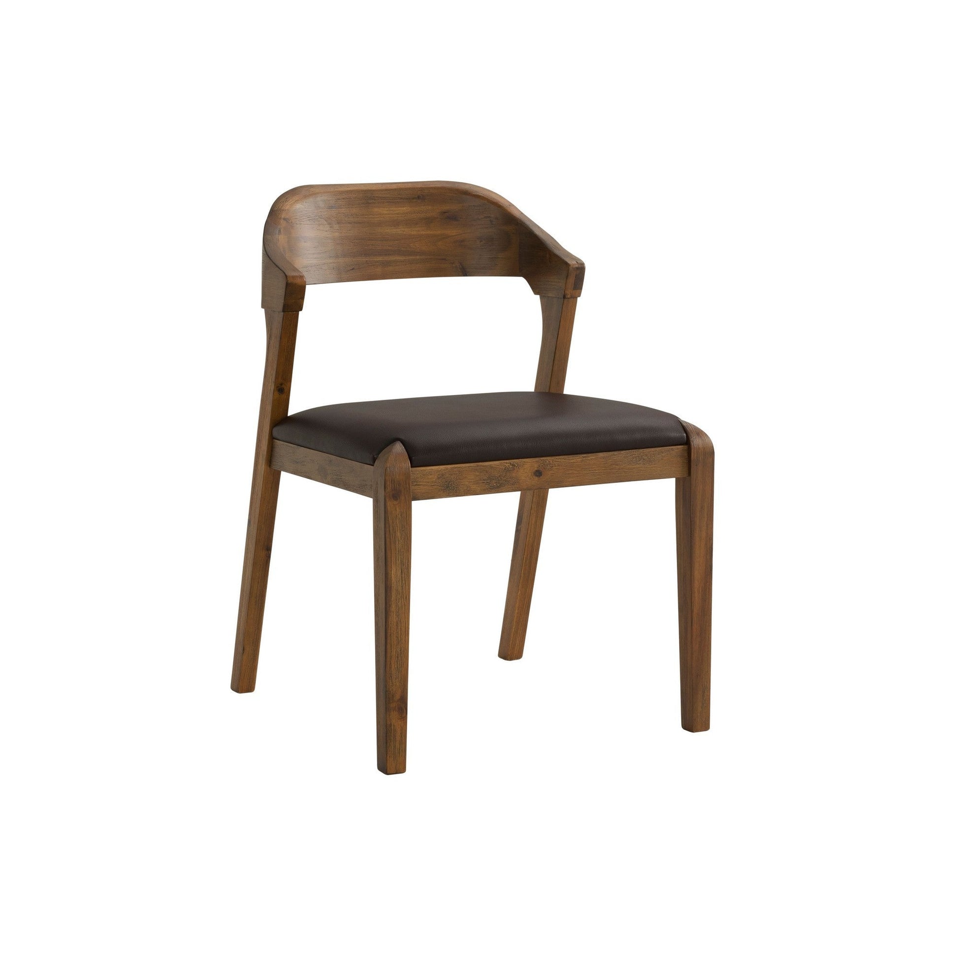 Benzara Brown Curved Panel Back Dining Chair With Leatherette Seat