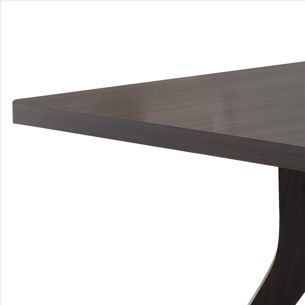 Benzara Brown Dining Table With Wooden Top and Angled Legs