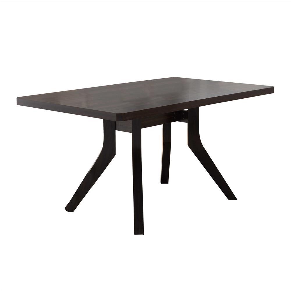 Benzara Brown Dining Table With Wooden Top and Angled Legs