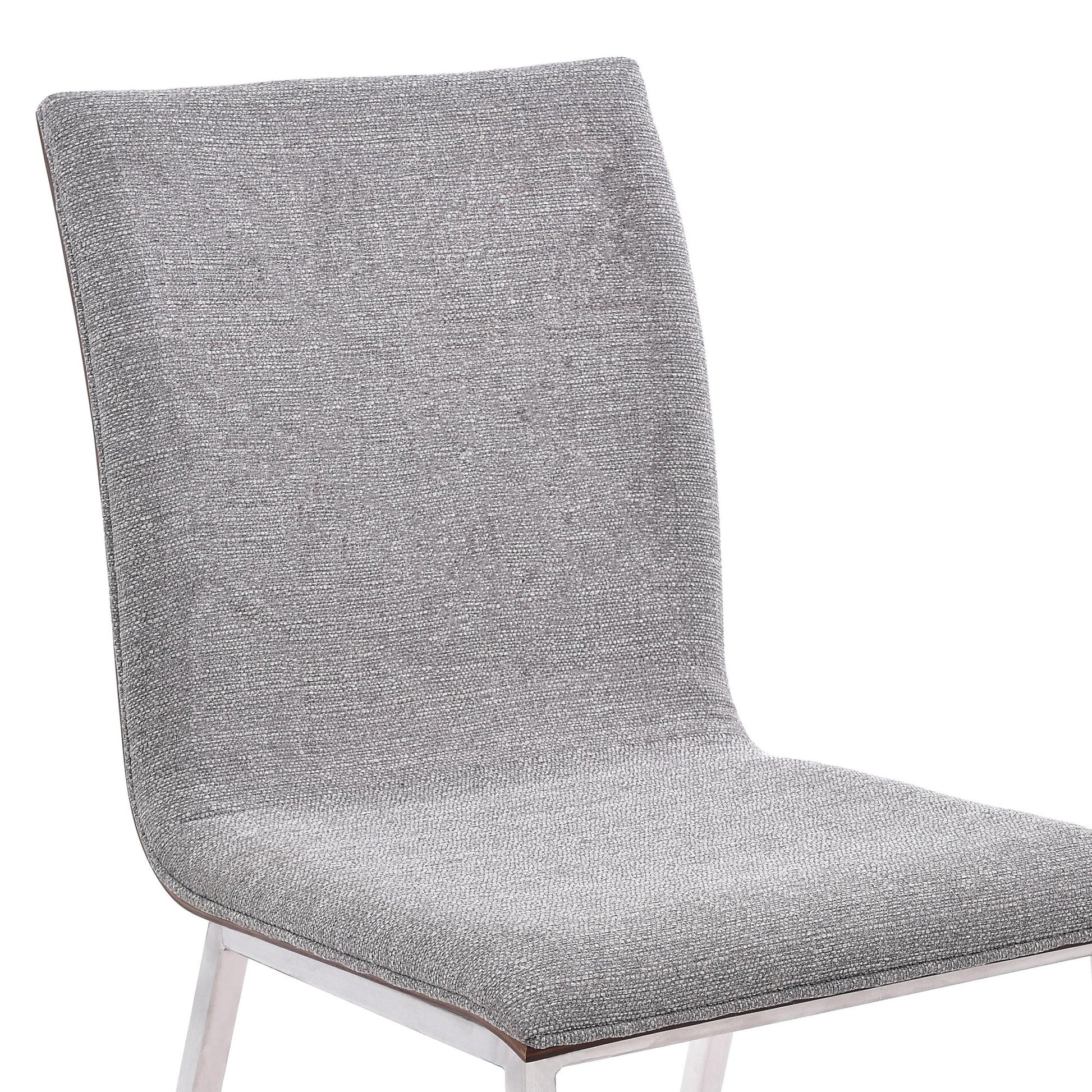 Benzara Brown, Gray Fabric Dining Chair With Wood Back And Metal Legs Set of Two