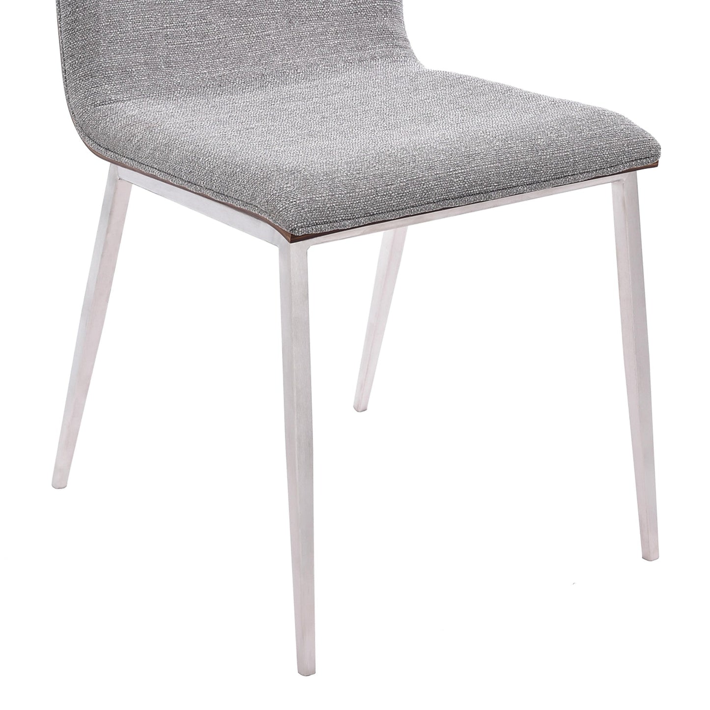 Benzara Brown, Gray Fabric Dining Chair With Wood Back And Metal Legs Set of Two