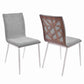 Benzara Brown, Gray Fabric Dining Chair With Wood Back And Metal Legs Set of Two