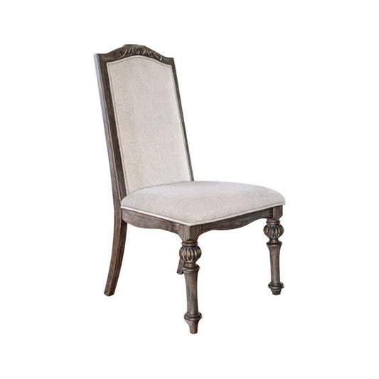 Benzara Brown, Ivory Fabric seat and Back upholstered Side Chair, Set of Two