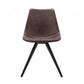 Benzara Brown Leatherette Curved Dining Chair With Black Angled Legs Set of Two