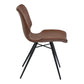 Benzara Brown Leatherette Dining Chair With Black Tubular Metal Legs Set of Two