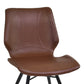 Benzara Brown Leatherette Dining Chair With Black Tubular Metal Legs Set of Two