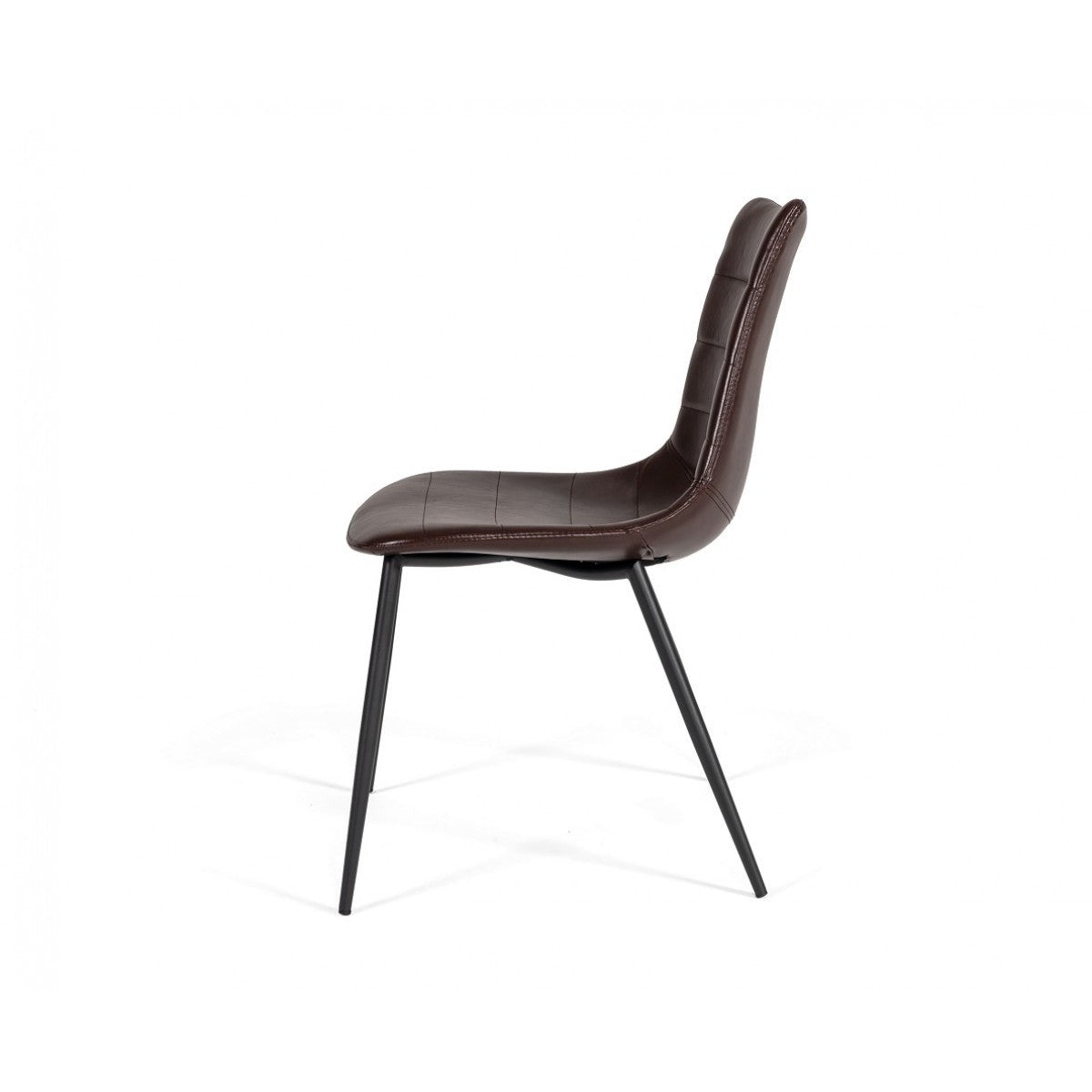 Benzara Brown Leatherette Dining Chair With Horizontal Stitching Set of Two