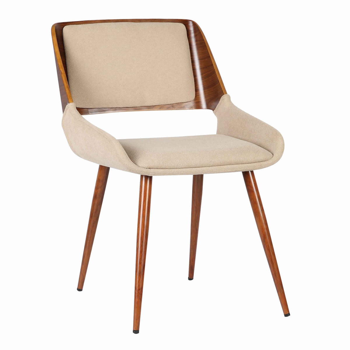 Benzara Brown Leatherette Mid Century Dining Chair With Brown Split Padded Back