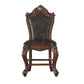 Benzara Brown Leatherette Padded Counter Height Chair With Carvings Set of Two