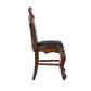 Benzara Brown Leatherette Padded Counter Height Chair With Carvings Set of Two