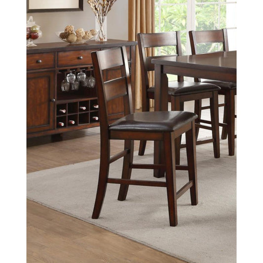 Benzara Brown Mango Veneer Counter Height Chairs With Splat Backs Set of Two