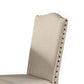 Benzara Brown Rubber Wood Dining Chair With Cream Upholstery and Nail Head Trim Set of Two