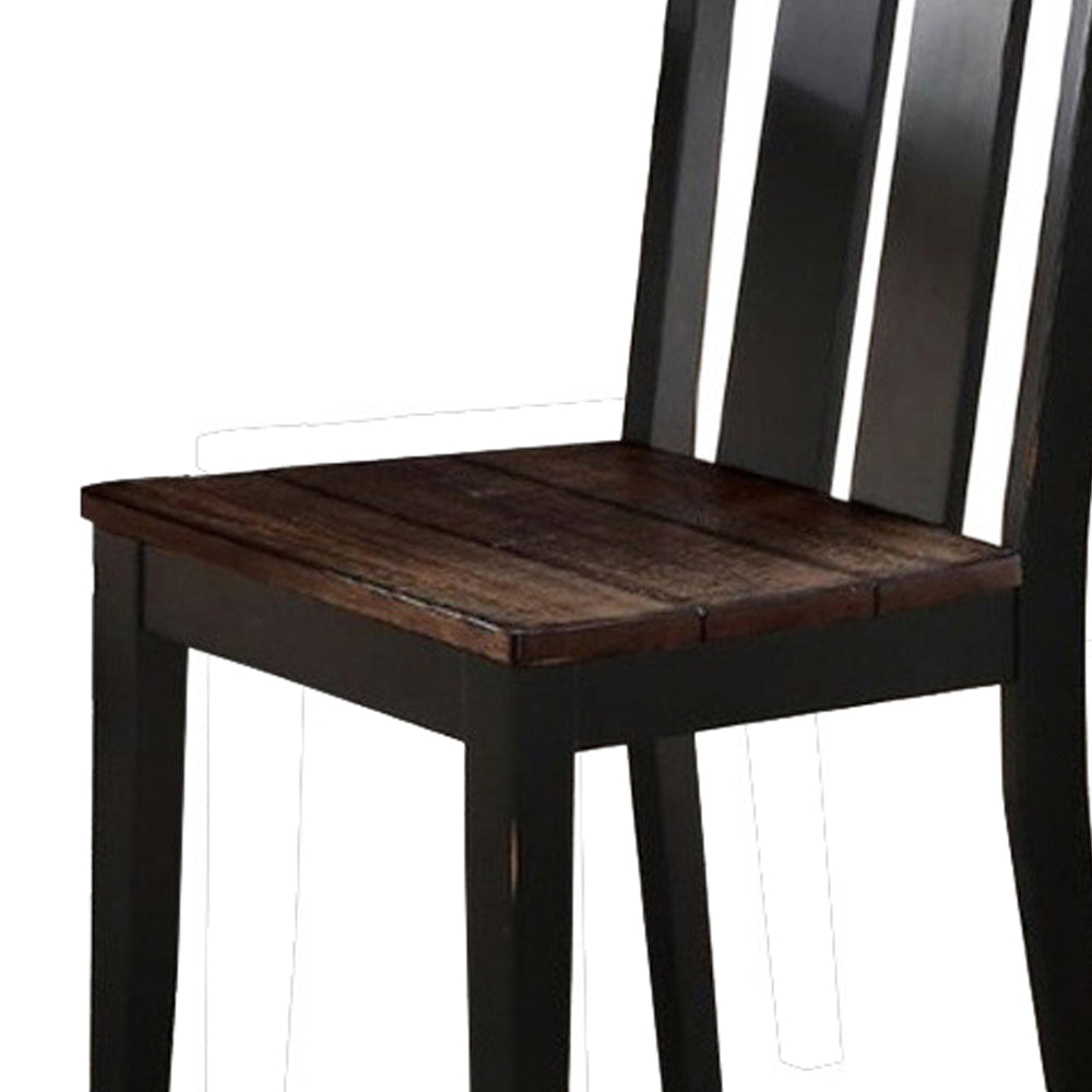 Benzara Brown Rubber Wood Dining Chair With Slatted Back Set of Two