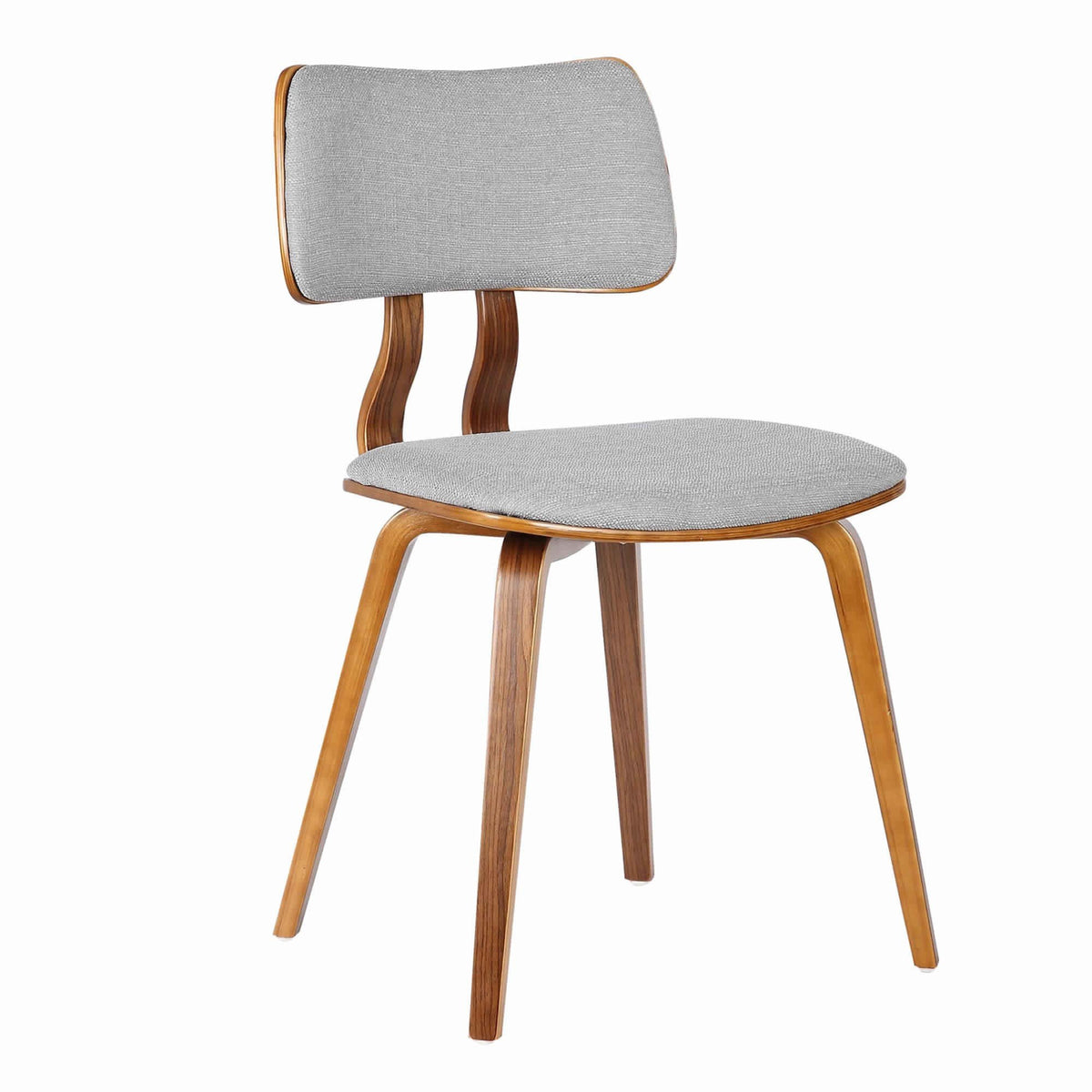 Benzara Brown Solid Wood Dining Chair With Gray Fabric Upholstered