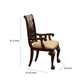 Benzara Brown Traditional Style Wooden-Fabric Dinning Arm Chair With Carved Details and Cream Upholstery Set of Two