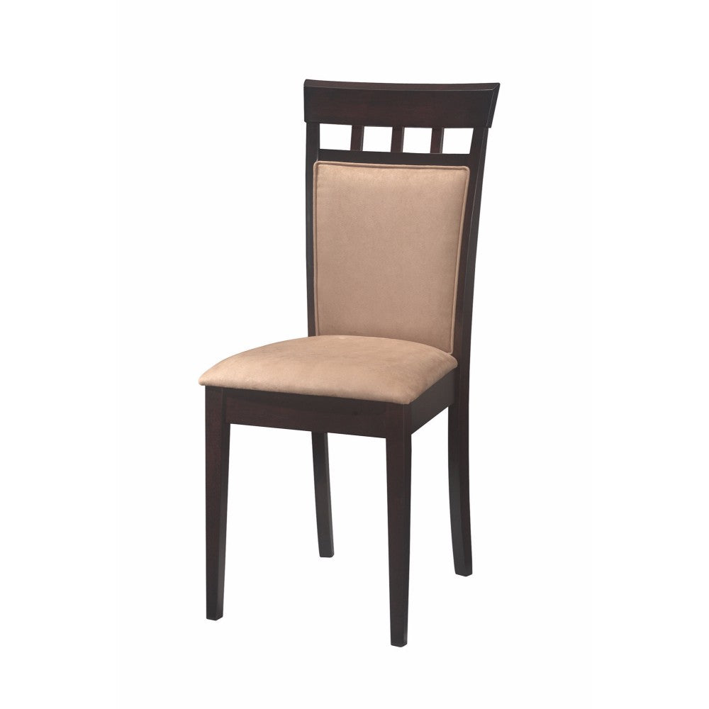 Benzara Brown Transitional Wood Frame Dining Chair With Beige Upholstery Set of Two