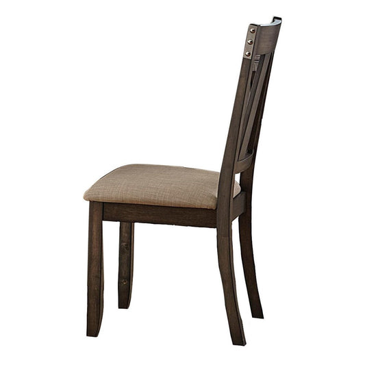 Benzara Brown Wood Side Chair With Slightly Flared Back Legs Set of Two