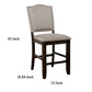 Benzara Brown Wooden Counter Height Chair With Camelback and Gray Fabric Upholstery Set of Two