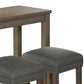 Benzara Brown Wooden Counter Height Table With Fabric Padded Stool Set of 4