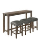 Benzara Brown Wooden Counter Height Table With Fabric Padded Stool Set of 4