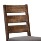 Benzara Brown Wooden Ladder Back Dining Chair With Gray Upholstery, Set of Two