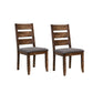 Benzara Brown Wooden Ladder Back Dining Chair With Gray Upholstery, Set of Two