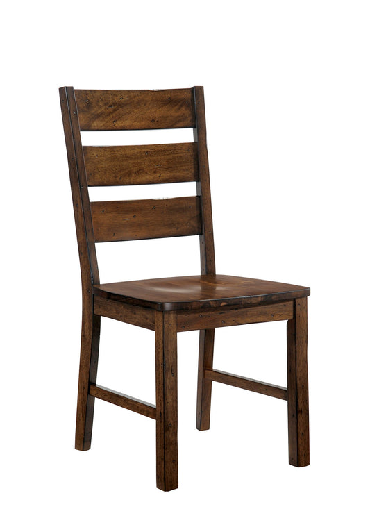 Benzara Brown Wooden Side Chair With Block Legs Set of Two