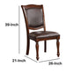 Benzara Brown Wooden Side Chair With Leatherette Cushioned Seating Set of Two