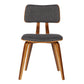 Benzara Brown and Dark Gray Fabric Upholstered Split Curved Back Wooden Dining Chair