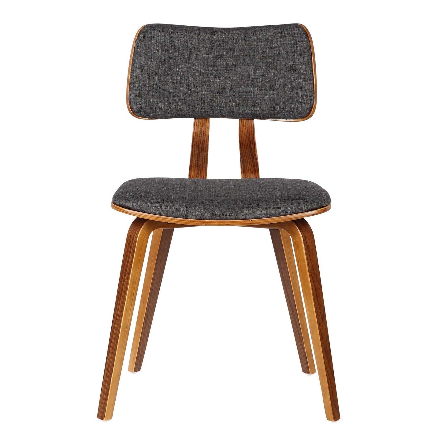 Benzara Brown and Dark Gray Fabric Upholstered Split Curved Back Wooden Dining Chair