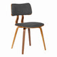 Benzara Brown and Dark Gray Fabric Upholstered Split Curved Back Wooden Dining Chair