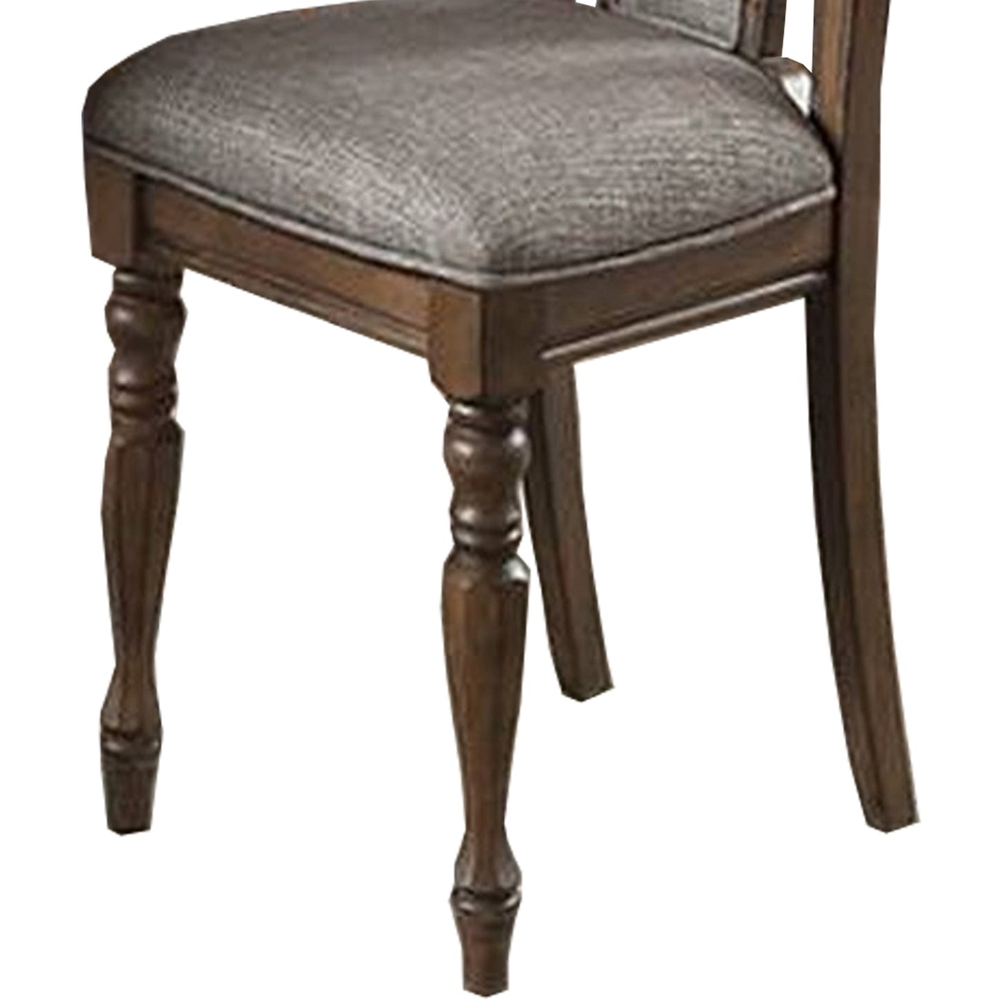 Benzara Brown and Gray Wooden Dining Chair With Button Tufted Back Set of Two