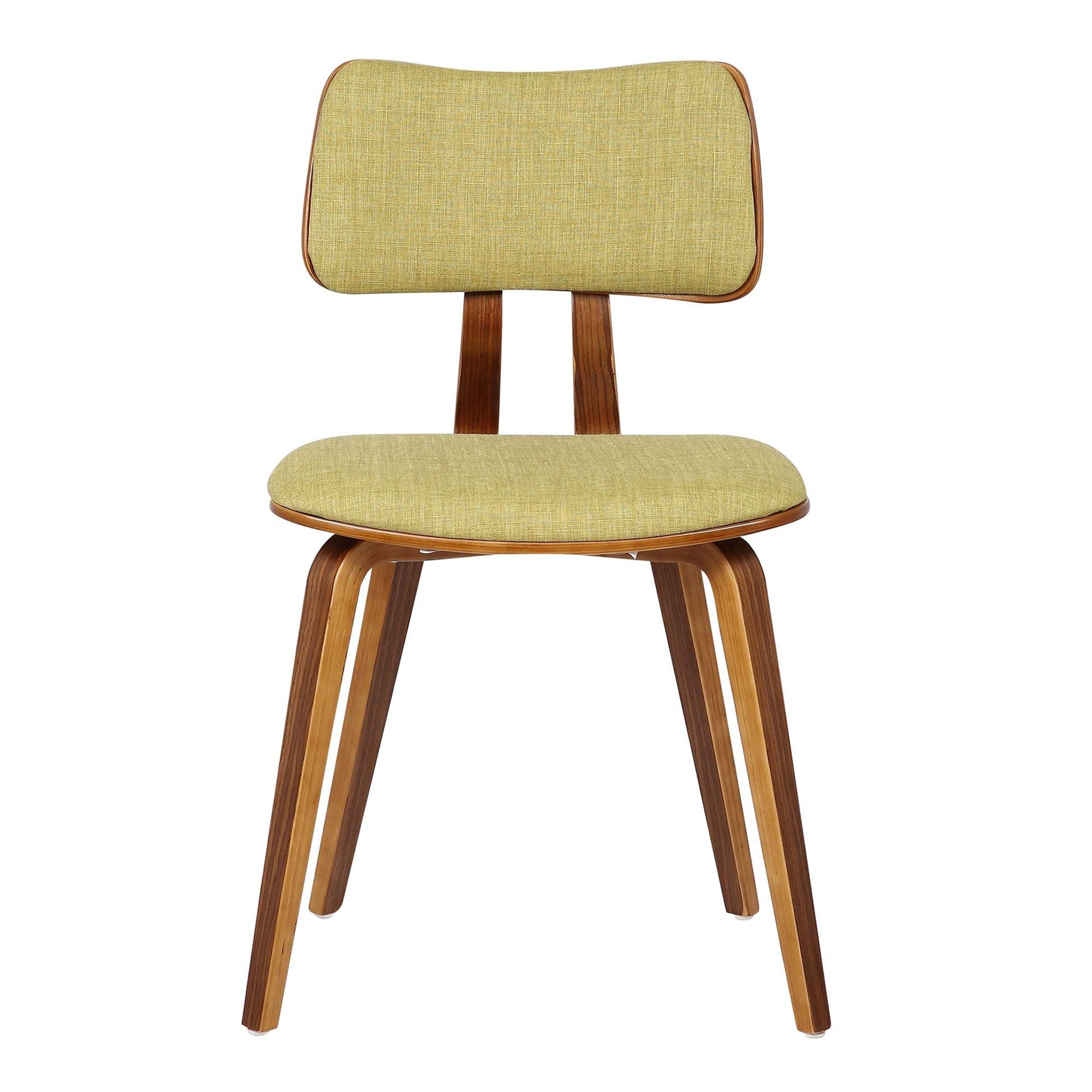 Benzara Brown and Green Fabric Upholstered Split Curved Back Wooden Dining Chair