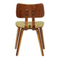 Benzara Brown and Green Fabric Upholstered Split Curved Back Wooden Dining Chair