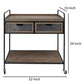 Benzara C554-FHB004 Brown and Black Caster Supported 2 Drawer Wood and Metal Rolling Cart