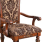 Benzara Cherry Brown Wodden Arm Chair With Floral Print Fabric Upholstery Set of Two