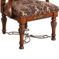 Benzara Cherry Brown Wodden Arm Chair With Floral Print Fabric Upholstery Set of Two