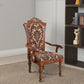 Benzara Cherry Brown Wodden Arm Chair With Floral Print Fabric Upholstery Set of Two