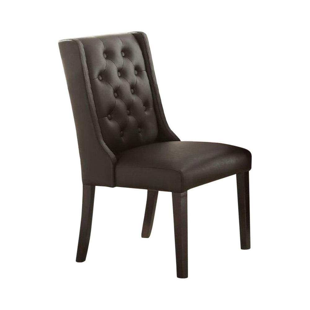 Benzara Dark Brown Button Tufted Royal Dining Chair Set of Two