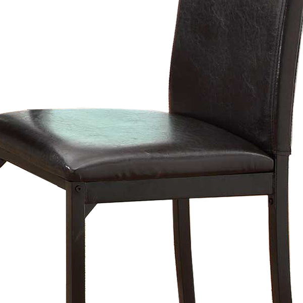 Benzara Dark Brown Leatherette Upholstered Counter Height Metal Frame Side Chair Set of Four