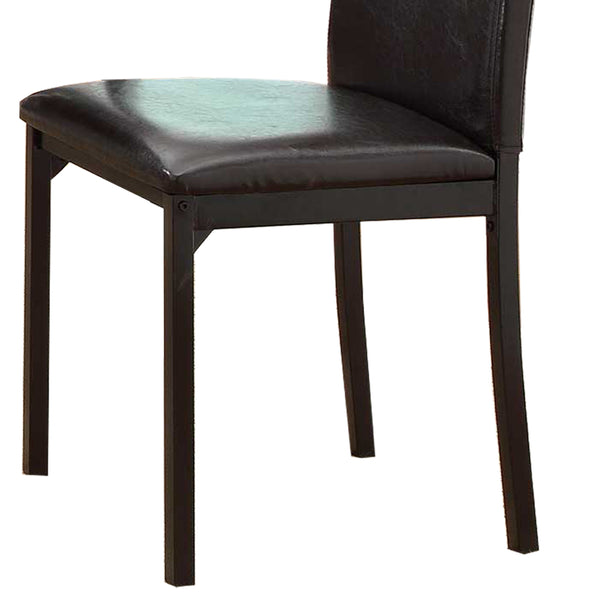 Benzara Dark Brown Leatherette Upholstered Counter Height Metal Frame Side Chair Set of Four