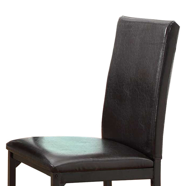 Benzara Dark Brown Leatherette Upholstered Counter Height Metal Frame Side Chair Set of Four