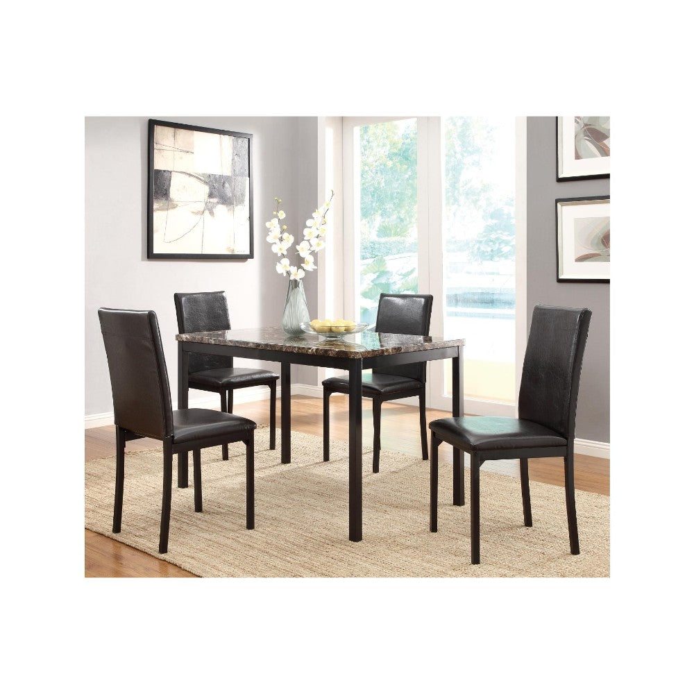 Benzara Dark Brown Leatherette Upholstered Counter Height Metal Frame Side Chair Set of Four