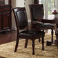 Benzara Dark Brown Rubber Wood Traditional Dining Chair With Black Upholstery Set of Two