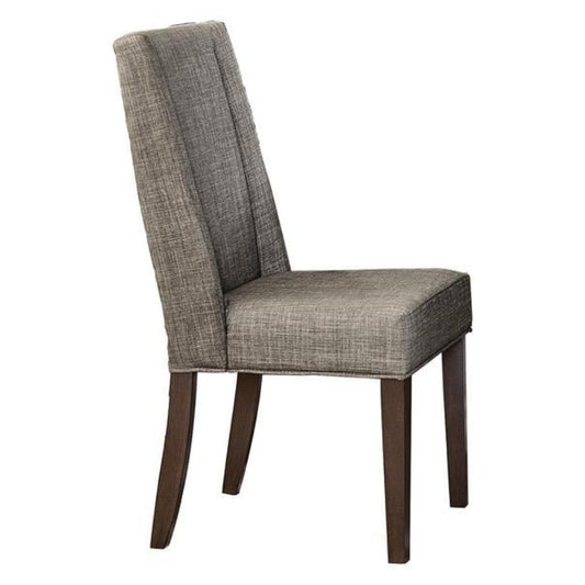 Benzara Dark Brown Wood Dining Side Chair With With Shallow Wing Back and Gray Fabric Upholstery Set of Two